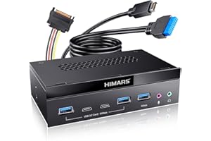 HIMARS 5.25" Front Panel USB 3.2 Gen 2 Hub - 2X 10G USB-C, 2X 10G USB-A, 1x USB 3.0 Type-A, Audio & Mic Jack (US-35702)