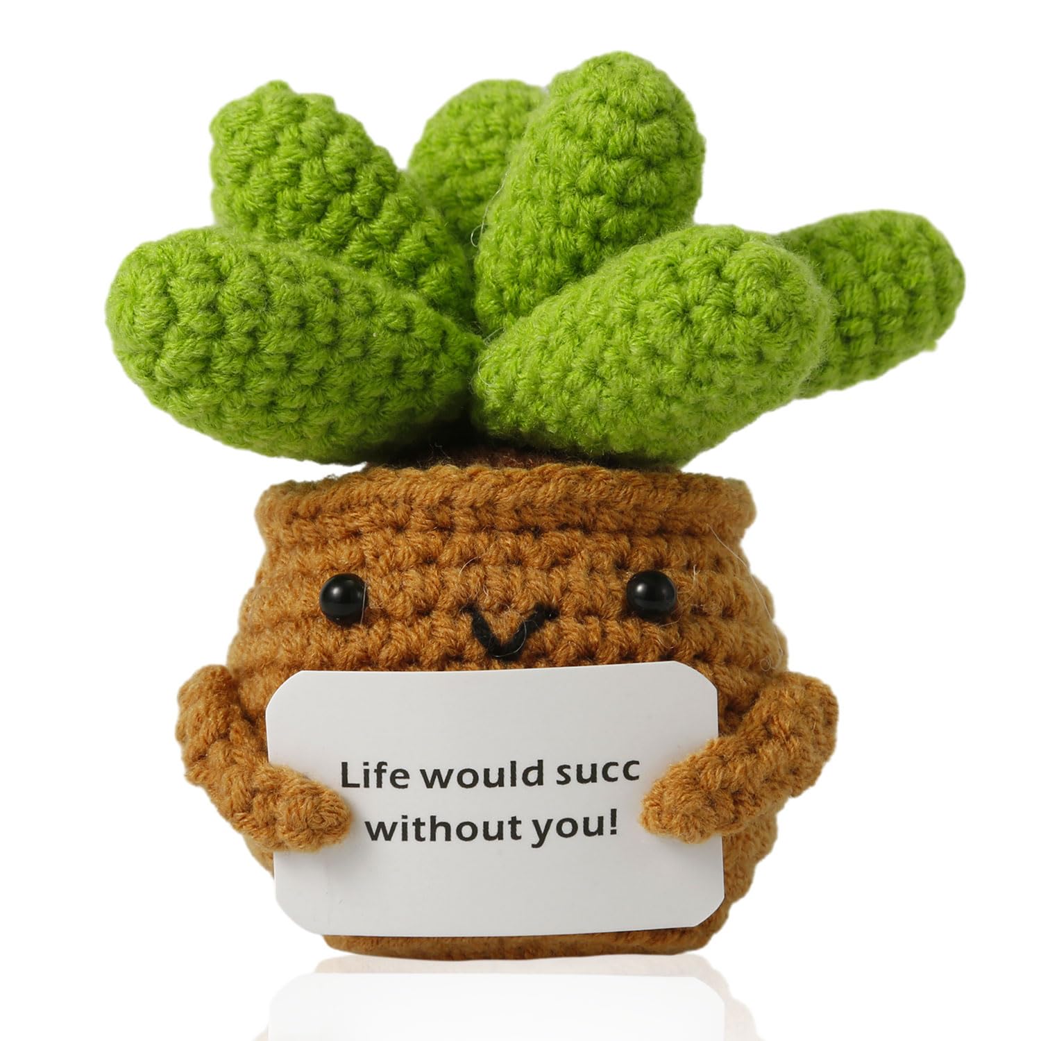 NQEUEPN Crochet Potted Plants, Creative Knitted Potted Plants Mini Cute Emotional Positive Succulents Positive Life Potato Doll Ornaments Gifts for Adults Kids Friends Home Office Desk Decoration