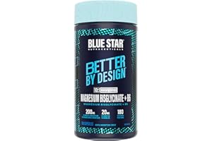 Blue Star Nutraceuticals Magnesium Bisglycinate + Vitamin B6 – 200 mg Elemental Magnesium from 100% Bisglycinate (No Oxide), 