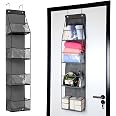 2-Pack Over-The-Door Organizers - 6-Shelf Grey Hanging Pantry Storage With Clear Pockets