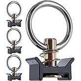 US Cargo Control Single Stud Fitting for L Track (4 Pack) 4,000 Pounds Break Strength, Stainless Steel Round Ring, Spring Loaded in Aluminum Keeper, 360 Degree Round Ring Rotation - Black
