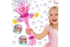 Sitodier Bubble Wands for Girls - Bubble Machine for Toddlers with Rotatable LED Light & Music, Outdoor Easter Birthday Party