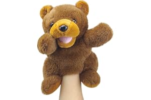okegztoa Hand Puppets Bear Puppet,10" Animal Hand Puppets for Kids, Hand Puppet for Toddlers 1-3 and Kids with Movable Mouth,Sloth Stuffed Animal Plush Puppets Toy Gift for Interactive Storytelling