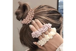 3pcs 3-color Set Sweet Pearl String Hair Accessories, Including Pearl Headband And Hair Band, Multi-functional Solid-color Ac
