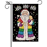 Christmas Garden Flag Pride Santa Rainbow Double Sided Flags For Outside LGBT Lesbian Gay Transgender Pansexual Decoration Winter Holiday Yard Outdoor Lawn Decor 12.5 x 18 Inch
