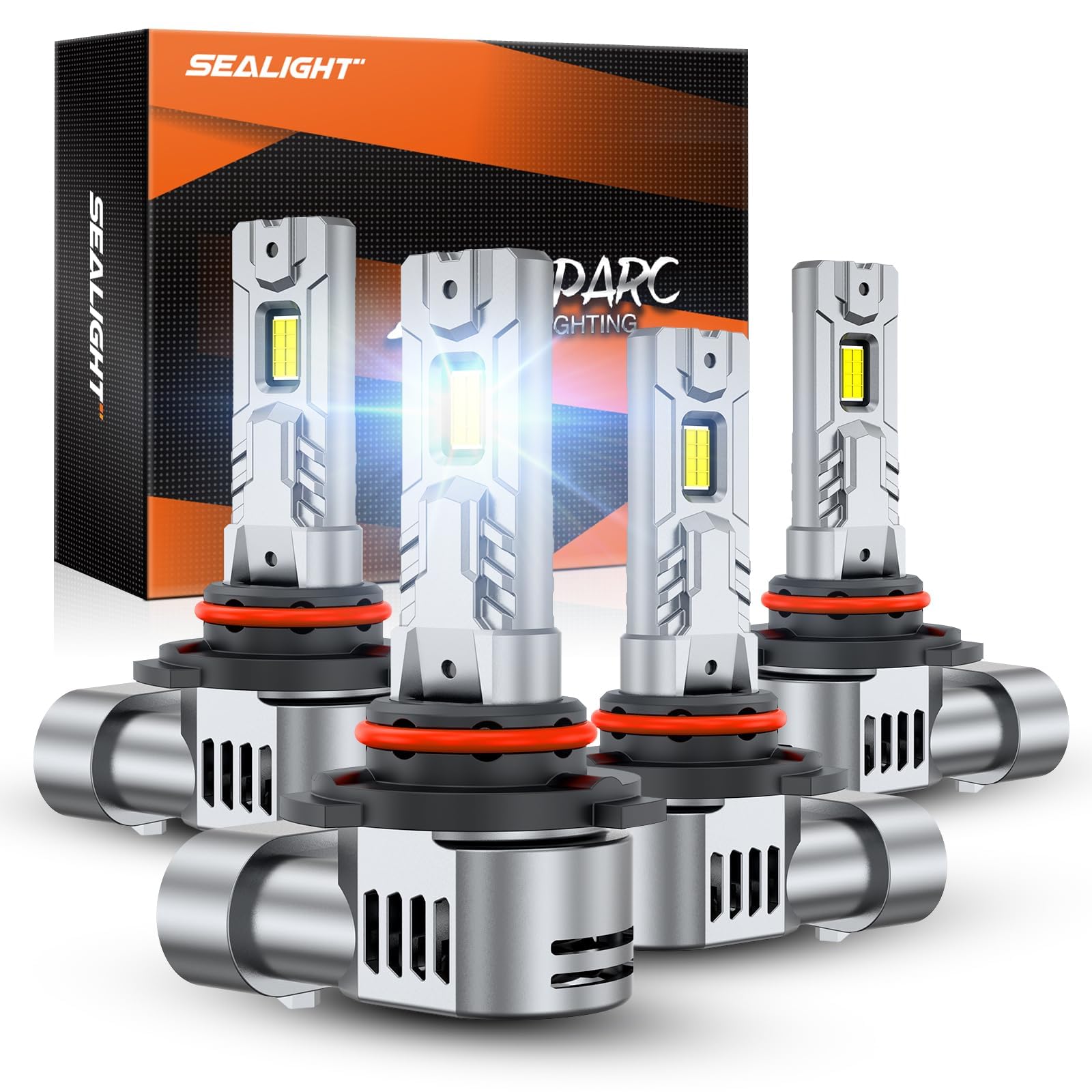 SEALIGHT S2S 9005/HB3 9006/HB4 Light Bulbs Combo, 140,000LM Super Brighter, 6500K Pure White 9005 9006 Fog Bulbs, with Cooling Fan 70K+ Hours Lifespan, 4-Pack