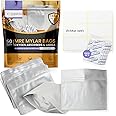 Crunch Co. MRE Mylar Bag Bundle - 50x (7.5 Mil - 7.5" x 8.5’’) Stand-Up Zipper bags, 50x 400cc Oxygen Absorbers, 50 labels - Heat Sealable & Withstand Boiling Water - Long-Term Food Storage