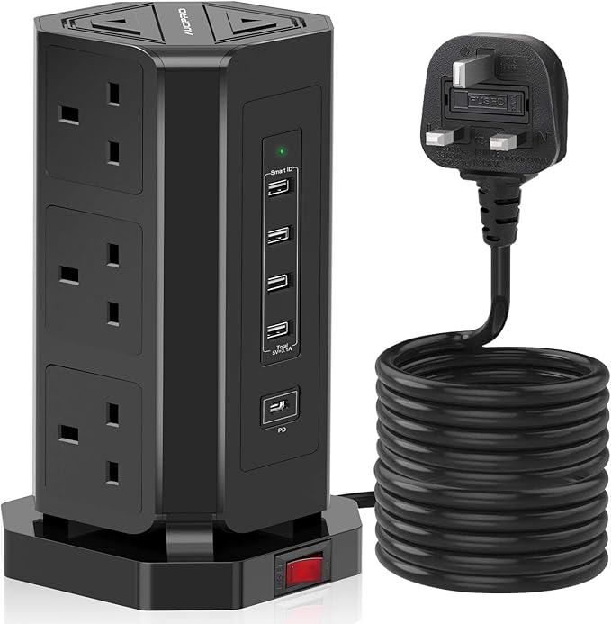 Tower Extension Lead 3M, AUOPRO 9 Gang Extension Tower Amazon.co.uk