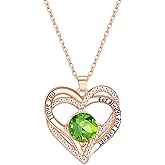 Leafael Valentine's Day Gift Necklaces for Women, Infinity Love Double Heart Pendant paved with Crystals and engraved with I love you for always and forever, Birthday Jewelry Gift for Her Mom Wife