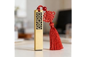 16GB USB Flash Drive, Retro Chinese Style Brass Metal USB Flash Drive, Hollowed-Out Window Pattern Design + Chinese Knot Tass