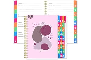 Hoci Poci Small Password Book with Colorful Alphabetical Tabs, Spiral Password Keeper Books for Internet Website Address Log in - “6×4” Password Books for Seniors, Students and Business-Lilac