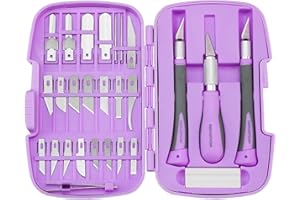 FantastiCAR Craft Knife Precision Cutter Hobby Knife Blades Set (30pcs) for Art Work, Scrapbooking, Stencil, Architecture Modeling, Wood Leather Working (Purple)