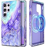 Casetego for Galaxy S23 Ultra Case,Compatible with MagSafe,[Military Grade Drop Test] Full Body Protection Slim Shockproof Rugged Marble Women Case for Samsung Galaxy S23 Ultra 6.8 inch,Cobalt Violet