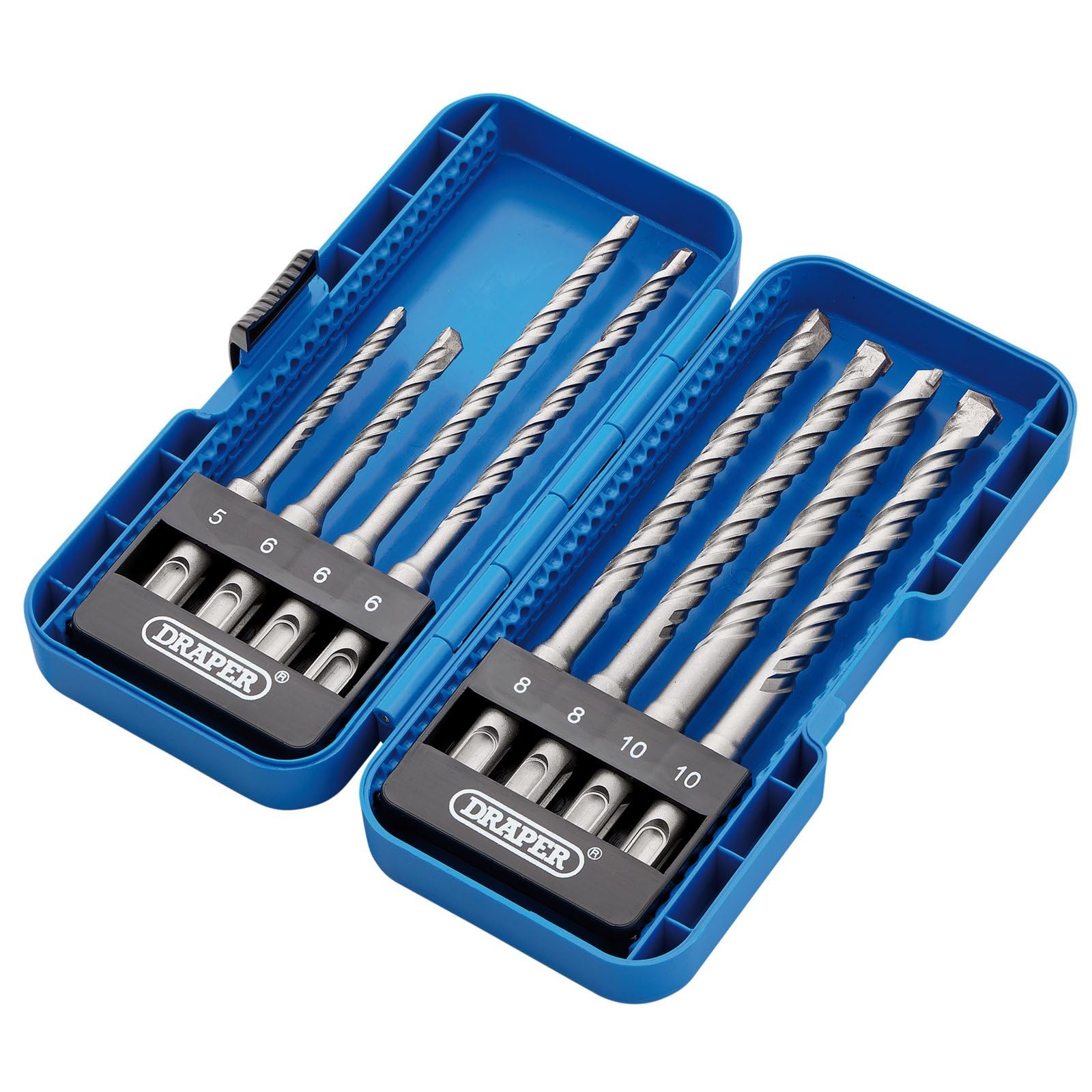 Draper 8pcs SDS Plus Drill Bit Set - 09177 - Tungsten Carbide Tip, Double Flute, for Concrete, Masonry, Brick, Stone, Granite