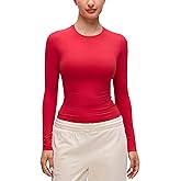 CRZ YOGA Softembrace Crewneck Long Sleeve Shirts for Women - Casual Going Out Tops Soft Basic Fitted Tight Fall T-Shirts