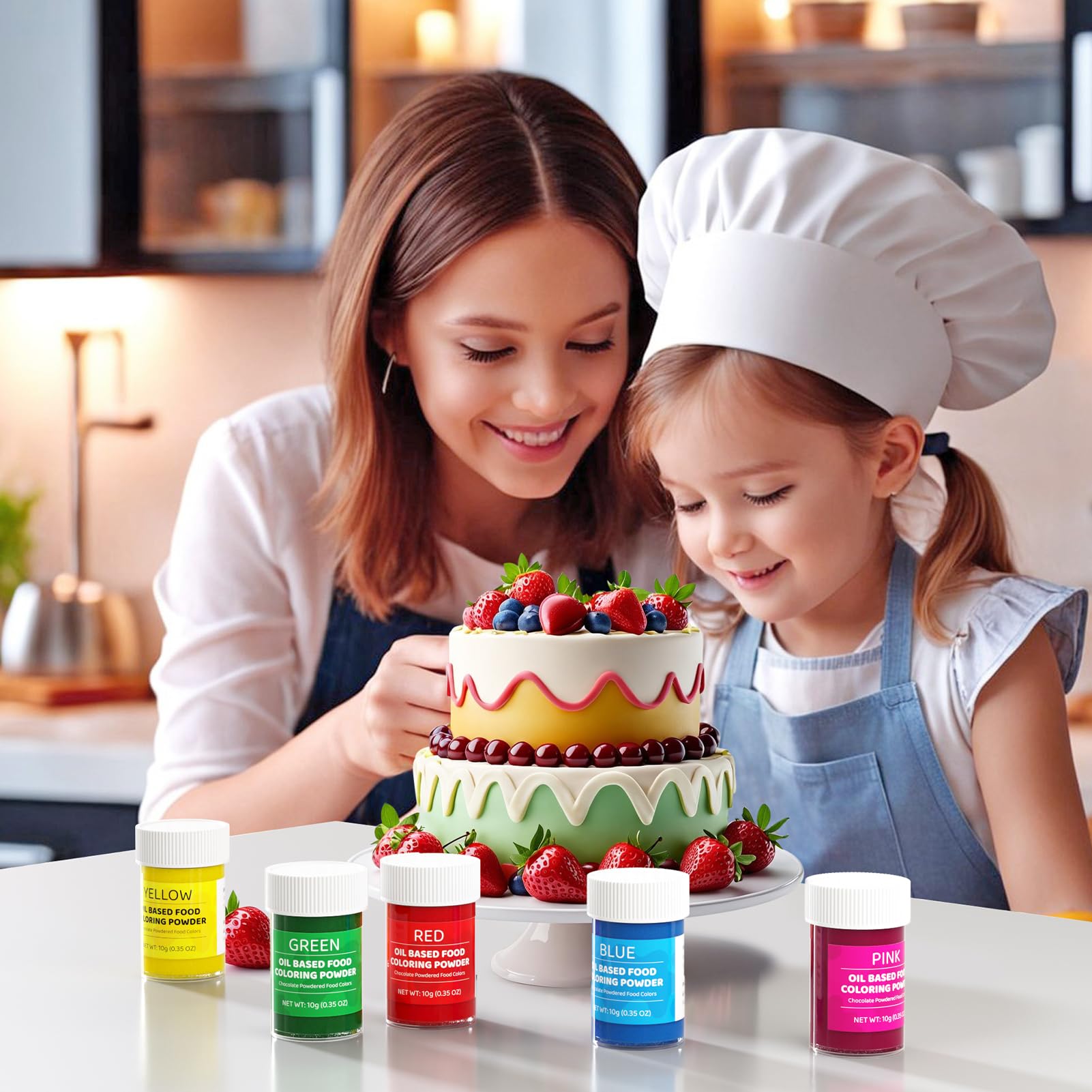 Oil Based Food Coloring Powder for Chocolate 5 Colors Powdered Edible Food Dye for Sugar Candy Melts Oil Frosting Icing Dye for Backing Cookies Fondant Food Color for Cake Decorating - 10g/ Bottles