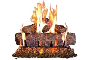 REALFYRE Real Fyre 24-Inch Live Oak Vented Gas Log Set, Natural Gas, Match-Lit with Burner, Grate & Gas Connection Kit, 90,000 BTU
