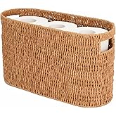 Duimbok Toilet Paper Storage Holder with Built-in Handles,Toilet Paper Basket for up to 6 Rolls, Wicker Storage Baskets for Organizing,Tank Topper Counter for Bathroom Shelf Bedroom Living Room