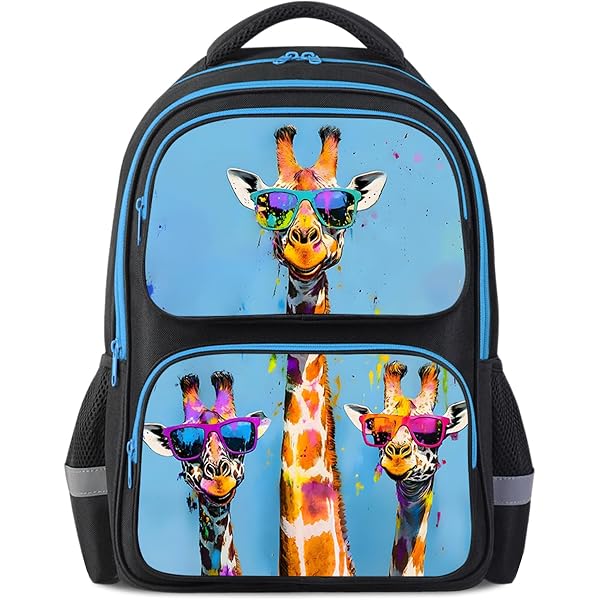 Giraffe Print Backpack For Kids - 16 Inch Cute School Bookbag With Adjustable Straps, Large Capacity - View #8