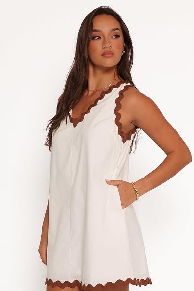 PETAL & PUP CALLIOPE MINI DRESS – WHITE TAN XL