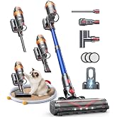 Cordless Vacuum Cleaner, 650W 55KPA 70Min(Eco) with Extra Mattress Cleaning Tool, Stick Vacuum Cleaners for Home, Wall Mount Charging, Self-Standing, Stick Cordless Vacuum for Floor Pet Hair Carpet