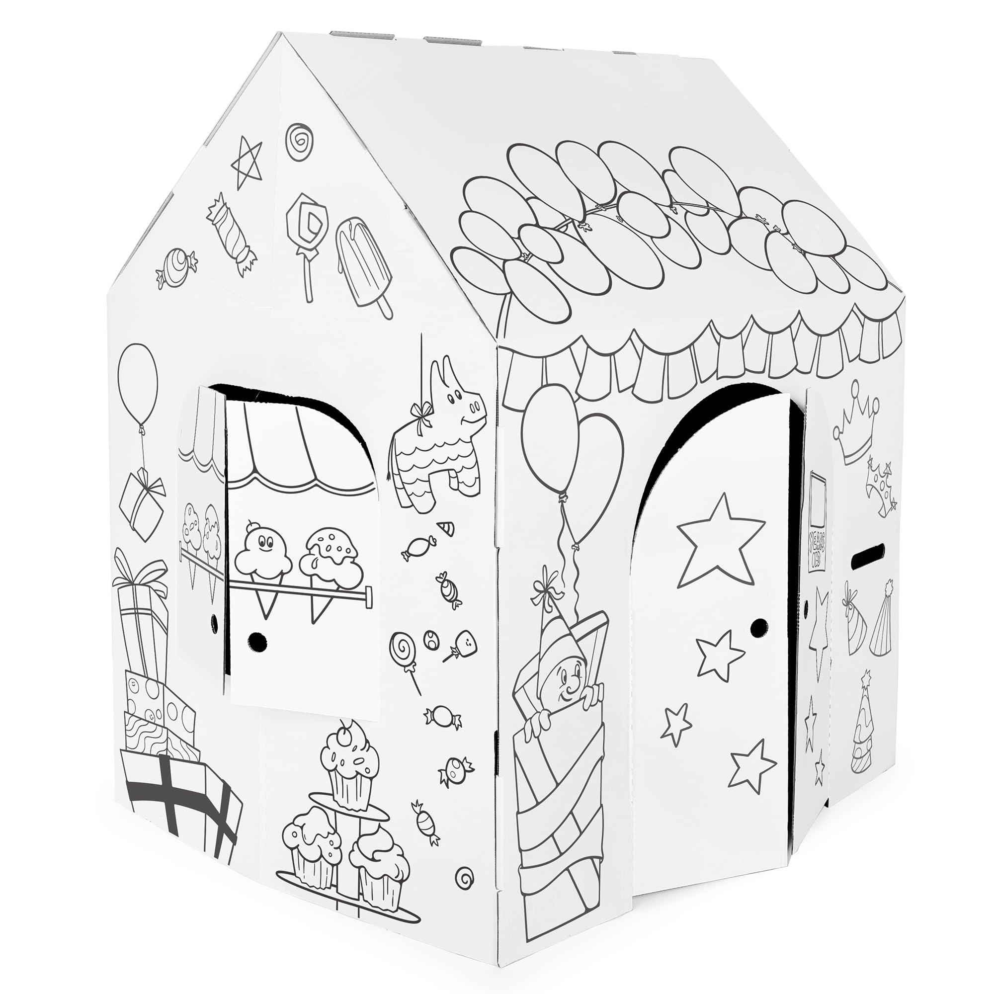 Easy Playhouse Birthday - Kids Art & Craft for Indoor & Outdoor Fun, Color, Draw, Doodle – Decorate & Personalize The Cardboard Fort, 32