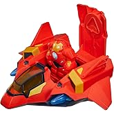 Disney Jr. Series Marvel&rsquo;s Iron Man and his Awesome Friends Giant-Sized Armor Iron Jet, 3-Inch Action Figures with Toy Vehicle and Armor Suit, Super Hero Toys, Ages 3+