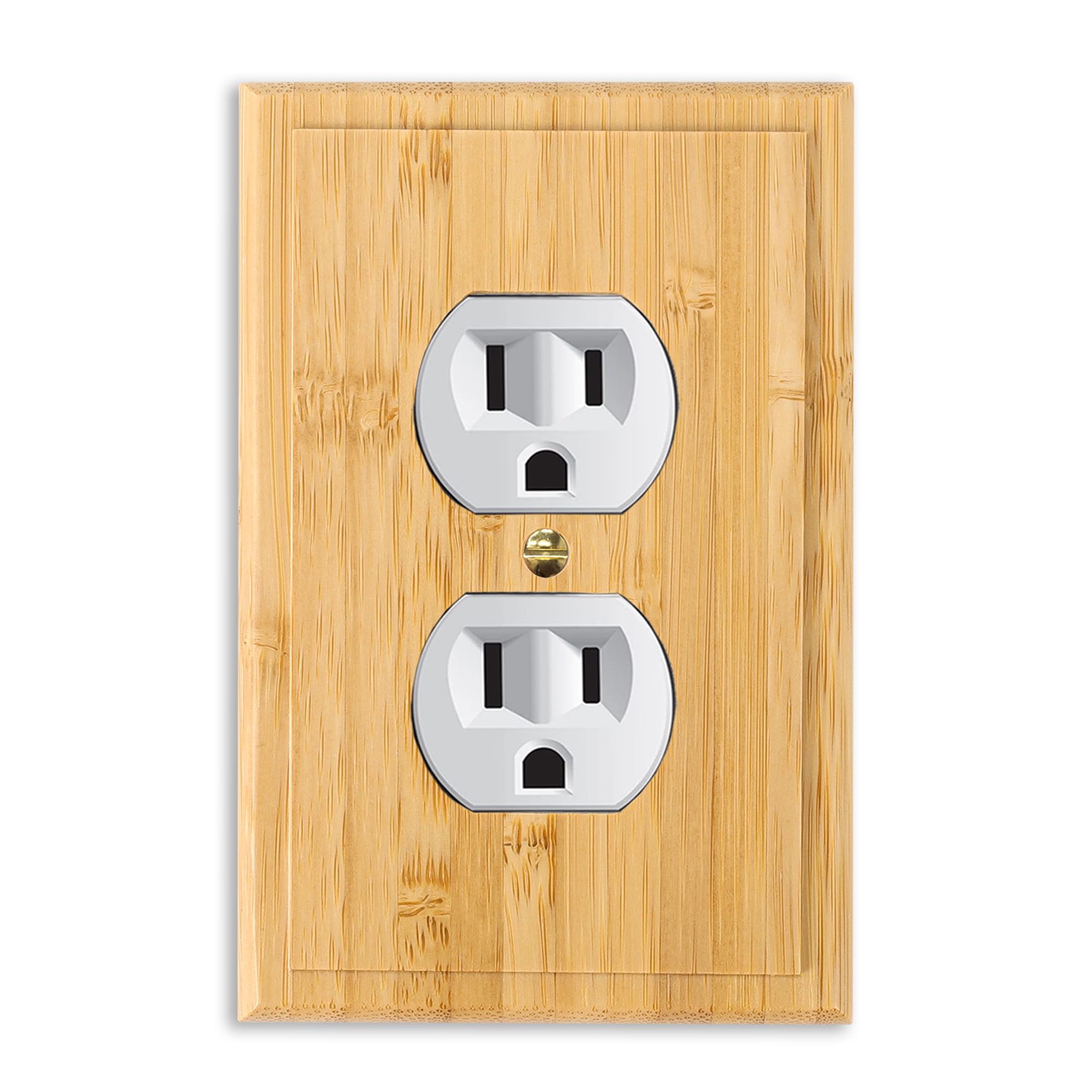 Photo 1 of Solid Wood Double Hole Outlet Light Switch Plate 4.8" X 3.14" Outlet Covers Bamboo Light Switch Cover Quality Raw Wooden Light Switch Cover Decorative Wall Plate Outlet Plate