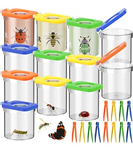 Pack De 2 Cajas De Observación De Insectos Con Lupa 3/6X – Kit De Explorador Con Pinzas Y Abrazadera Para Niños