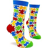 Fabdaz Colorful Autism Awareness Puzzle Pieces Women's Novelty Crew Socks - 1 Pair, 1 Size Fits Most