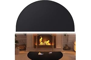 Svepndic 46 x 26 Fireplace Hearth Mat Fire Resistant Half Round Fireproof Fireplace Mat Black Fire Retardant Pad Fireplace,Protect Floors Patio from Sparks Embers