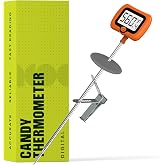 Digital Candy Thermometer with Pot Clip, 10" Long Stainless Steel Probe, Instant Read Kitchen Thermometer for Cooking, Baking, and Candy Making