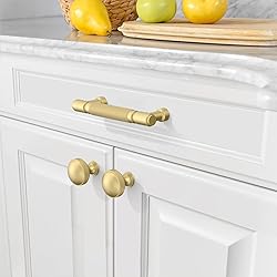 Amerdeco 10 Pack Brushed Gold knurled Cabinet Pulls