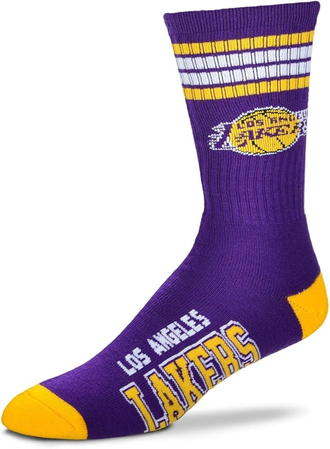 Los Angeles Lakers 4 Stripe NBA Crew Socks Size Medium Men
