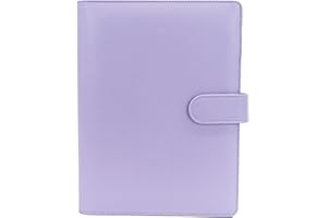 WITHYU A5 PU Leather Binder Cover with Magnetic Buckle Closure, 6 Ring Personal Notebook for Organizing Planner Refill Pages, Photo Card Sleeves, Multi-Functional Card Collector