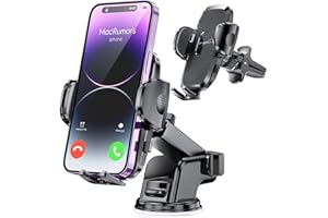 Eyemay Car Cell Phone Holder Mount [ air Vent, Dashboard, Windshield Suction Cup Base Stand ] 3 in 1 Long arm Universal Hands Free Phones Holders for Wider Thick Cases, for iPhone and All Smartphones
