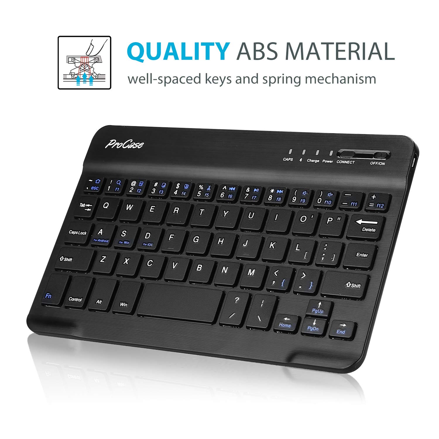 ProCase Keyboard Case for iPad mini 5 2019/ Mini 4, Mini 1 2 3, Slim Lightweight Smart Cover with Magnetically Detachable Wireless Keyboard for iPad mini 5/4/3/2/1 –Black