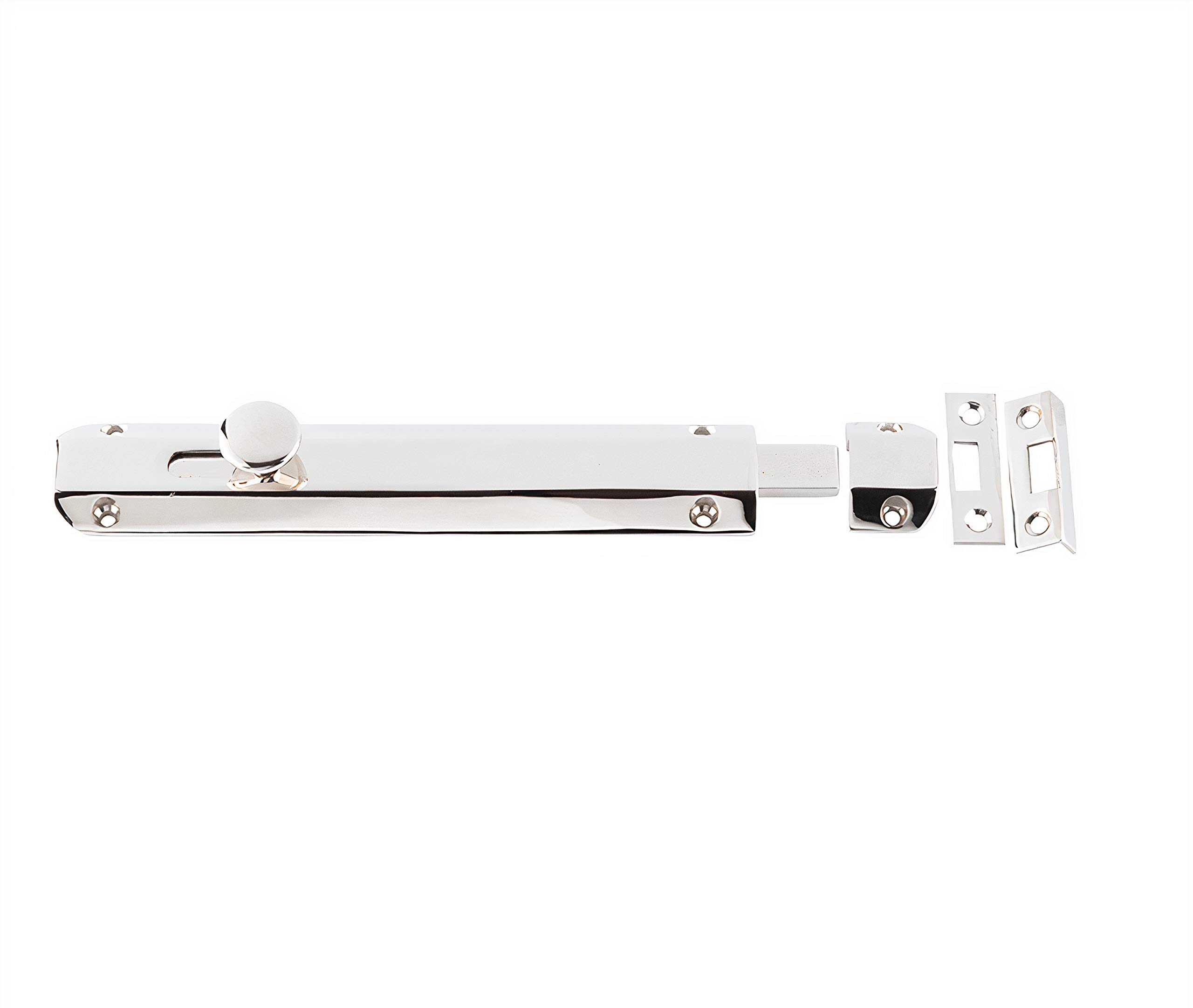 Jedo 200mm (8") Heavy Duty Sliding Surface Door Lock Bolt for Internal Latch Doors and External Doors and Windows (Polished Chrome)