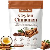 Menjint Metabolae Ceylon Cinnamon Extract Capsules with MCT Oil, 300 Softgels, 12:1 High Potency Extract, True Cinnamon Supplements, Non-GMO &amp; Gluten Free, Easy-to-Swallow, Vegan Friendly