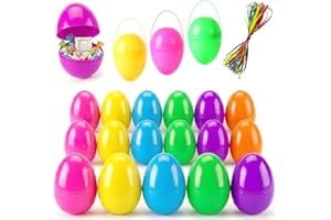 ROSAUI 3.5” Fillable Easter Eggs 36Pcs Empty Plastic Eggs - 6 Bright Colors - Easter Basket Stuffers Fillers – Easter Hanging