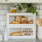 BakedBin Corner Bread Box for Kitchen Countertop - New 2026 Airtight Design - Extra Large, Double Layer White Breadbox, Vintage Storage for Homemade Bread, Under Cabinet Organizer