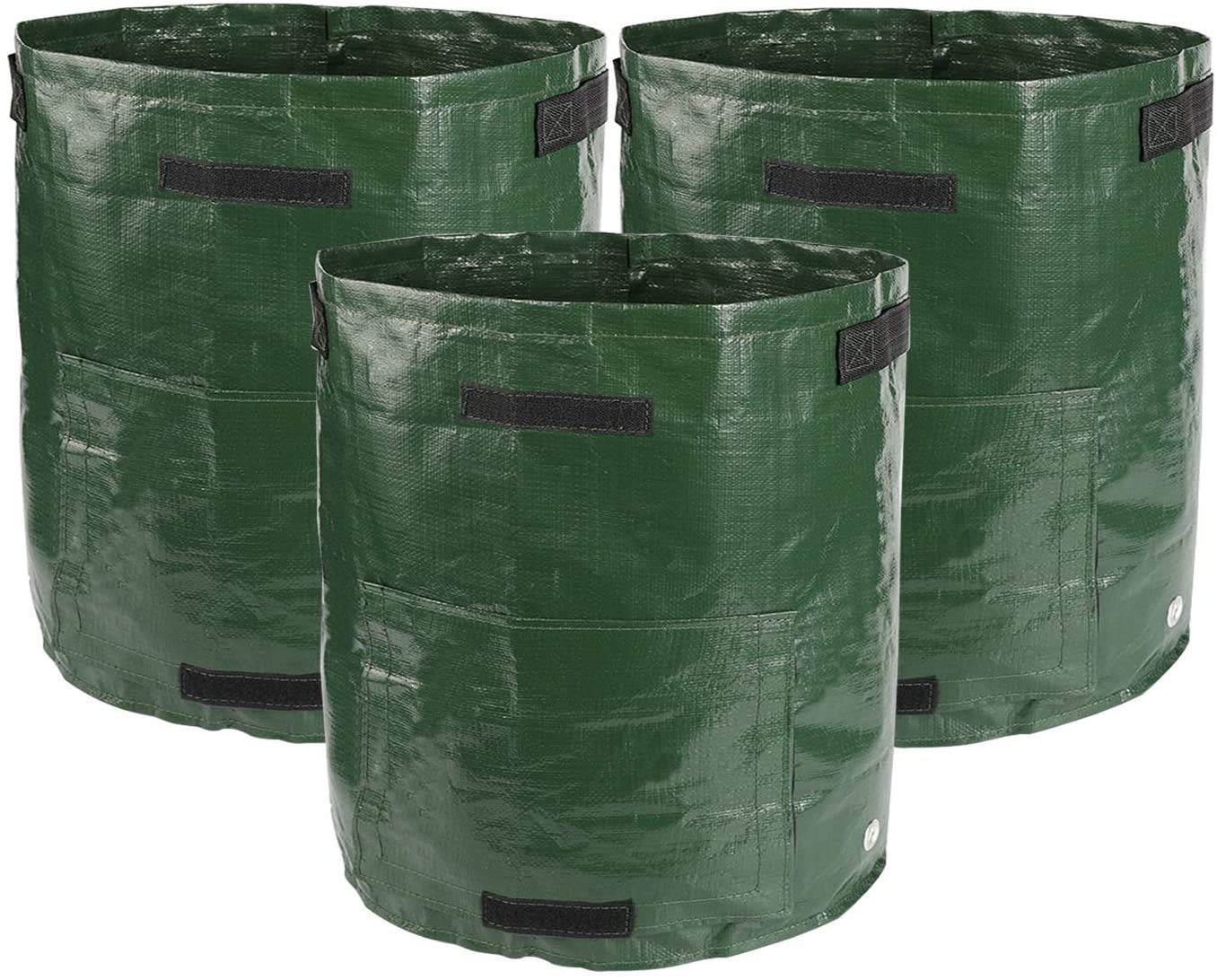 KOFULL 3 PCS Grow Bags for Tomatoes Potatoe Growing Bags Grow Bags for Vegetables 50L 7 Gallon Flower Vegetable Plant Growing Bag 34 x 35cm(green)