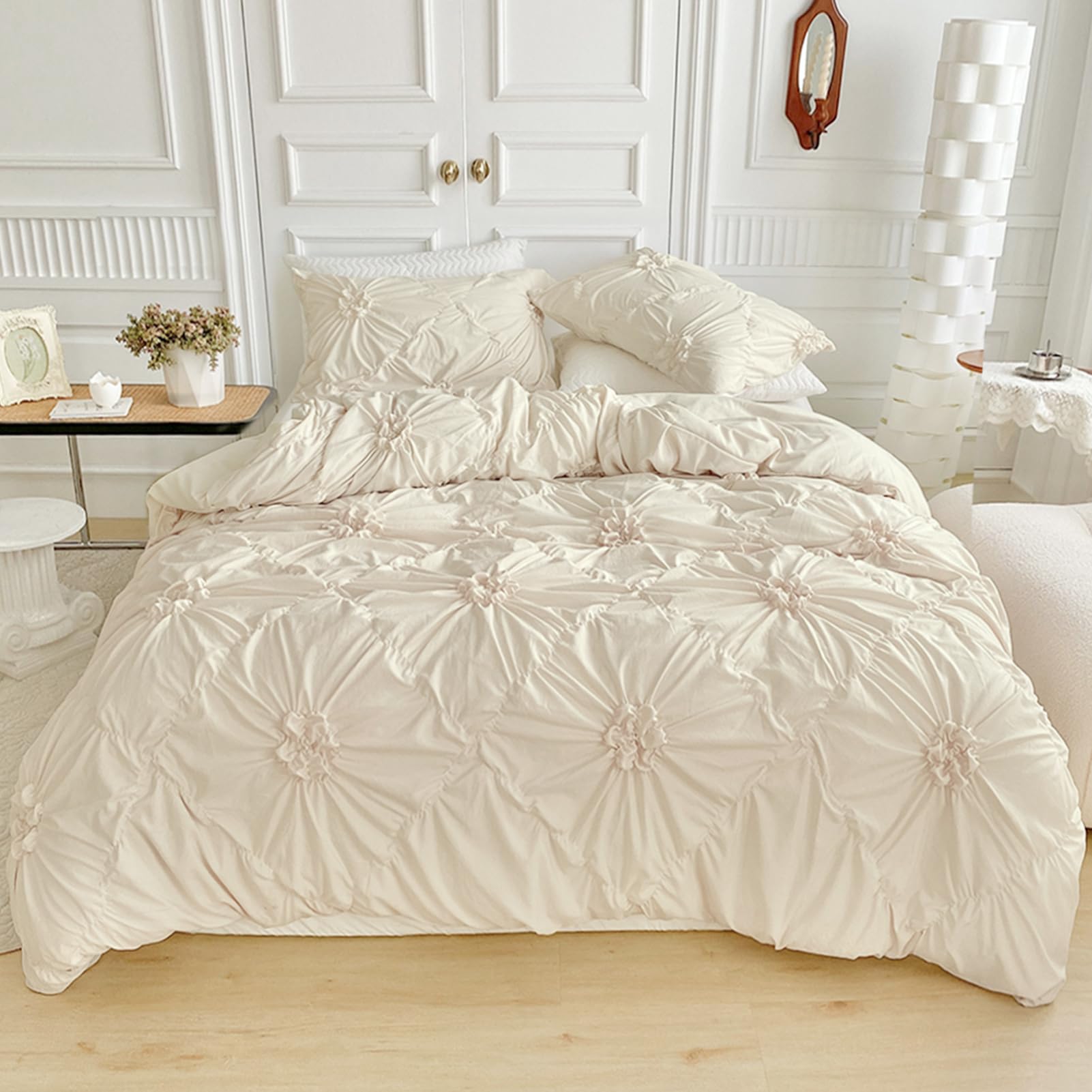 Twin Floral Duvet Cover Set – Cotton Viscose Blend, Silky Soft, Button Closure (64x86 Inches)