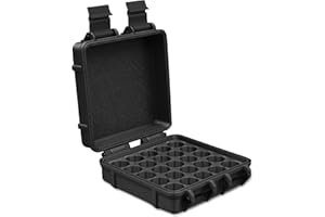 Planitia Corp. 3D Printed Vial Storage Case - Waterproof 3ml Vial Storage Case with 25 Slots - Freezer Safe Hard Shell Essential Oil Case for Home, Fridge, Travel, 16mm Max Diameter, 35mm Max Height