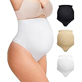 LANCS 3 Packs Maternity Thongs Underwear Maternity Shapewear Shorts Pregnancy Underwear Panties for Baby Show Dress