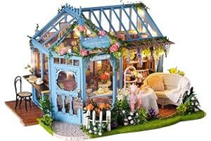 Fsolis DIY Miniature Dollhouse Kit for Adults - Tiny Scene House Mini Garden House Kit 3D Puzzles for Adults Gifts for Women Teenagers Craft Lovers (Rose Garden Tea House)