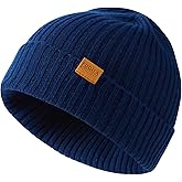 FUQILA 100% Merino Wool Cuff Beanie Hat, Unisex Warm Winter Caps Soft, Breathable & Cozy Stretchy Knitted Cuffed Cap