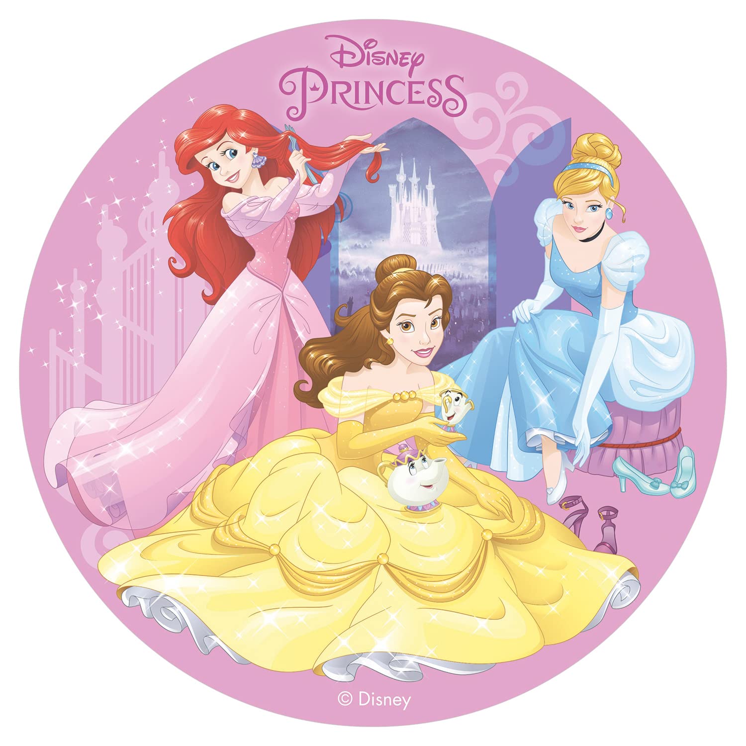 Princesses Princess Round 20cm 8 inch Edible Wafer Cake Topper. Licensed Product. Dekora.