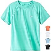 Angel season Boys Rash Guard Swim Shirt Short Sleeve UPF 50+ for Toddler Kids Teens Swimwear Rashguard Quick Dry, Size 3-14