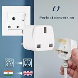 TENINYU 2 Pack UK to India Plug Adapter India Power Converter Grounded view 2